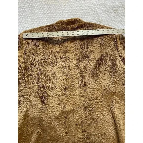 Oscar By Oscar De La Renta Womens Crushed Velvet Jacket Blazer Gold  Camel Sz 16 - Picture 12 of 17